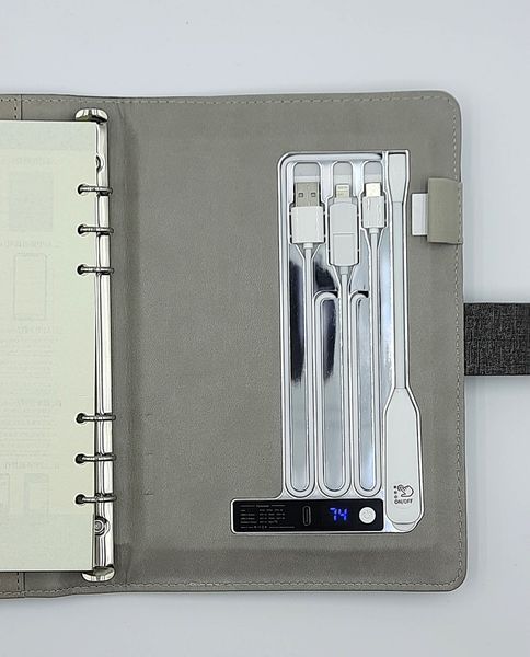 Блокнот з відбитком пальця бездротовою зарядкою та USB флешкою Lockbook Сірий 1018 фото