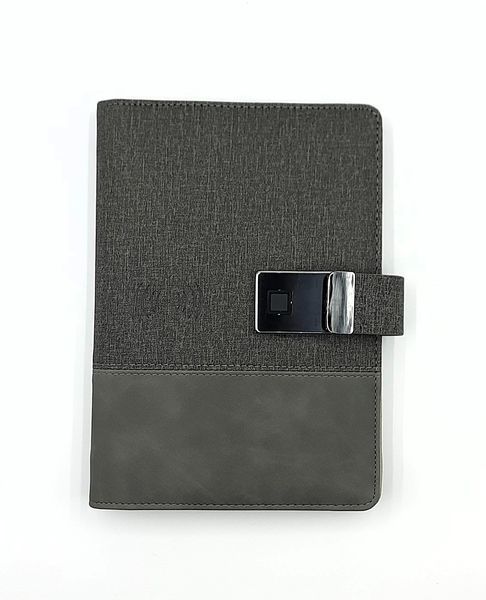 Блокнот з відбитком пальця бездротовою зарядкою та USB флешкою Lockbook Сірий 1018 фото
