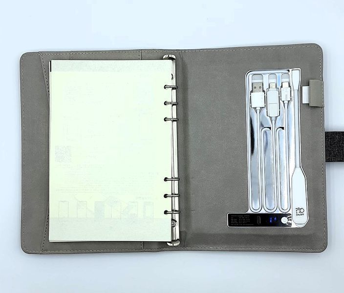 Блокнот з відбитком пальця бездротовою зарядкою та USB флешкою Lockbook Сірий 1018 фото