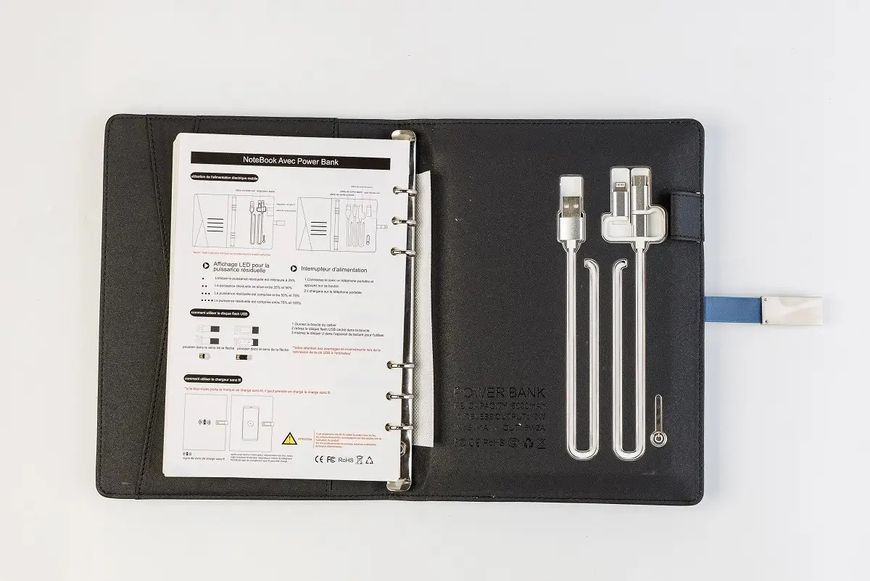 Блокнот з бездротовою зарядкою і флешкою 16 Гб Powerbank Синій 1024 фото